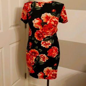 Navy dress with floral sz med